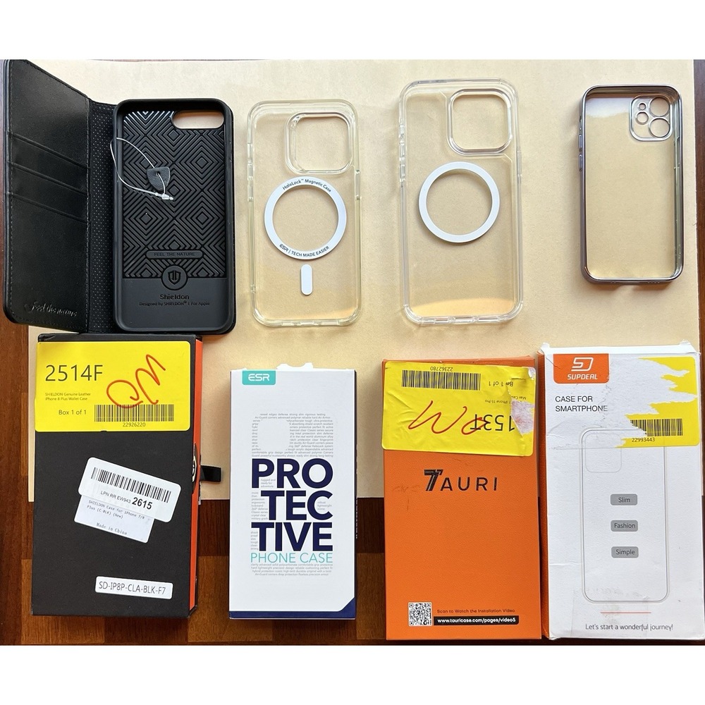 Lot of 4 iPhone Cases – 15 Pro, 14 Pro,‎ 8/7 Plus, 5.4" – Open Box (4D2-PP487)